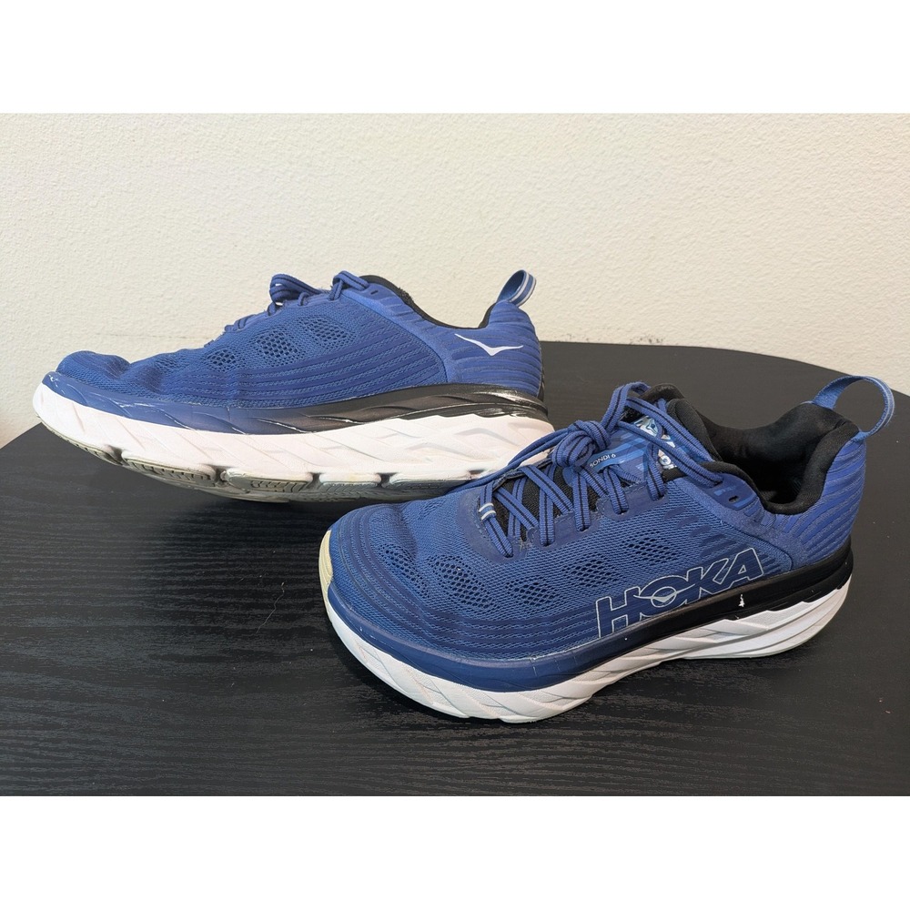 Hoka One One Bondi 6 Shoes Mens Size 9 2E Blue Running Wide Sneakers Cushion